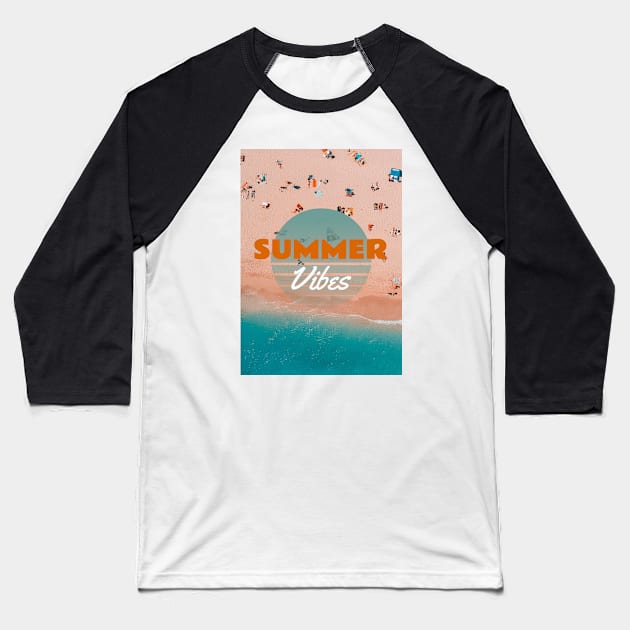 Summer Vibes Beach Baseball T-Shirt by Batcat Apparel